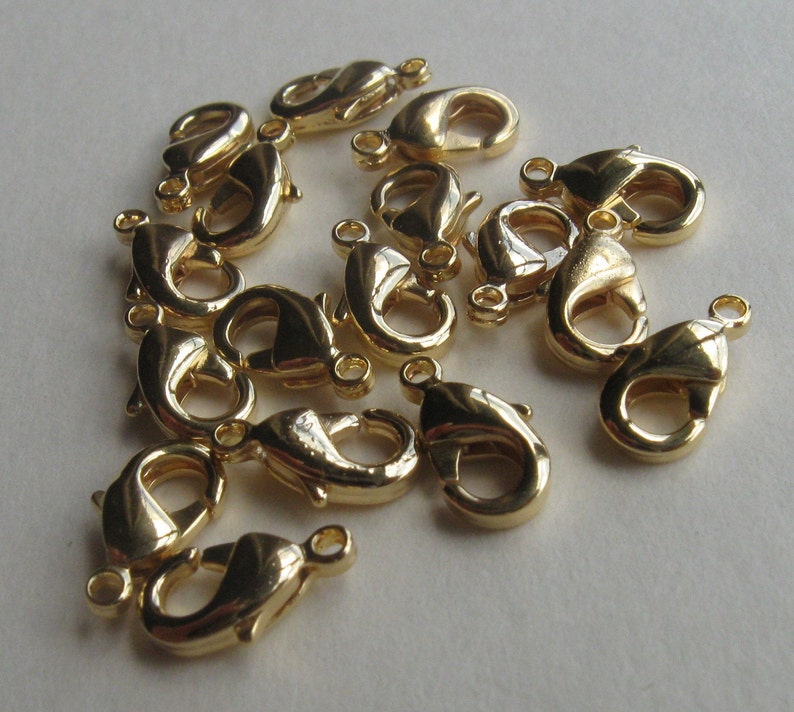 20 Gold plated brass 10mm lobster clasps image 1