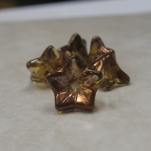 Czech glass flower bead 5 petal 9x6 copper brown image 1