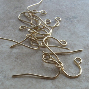 15 Pair 22 gauge gold plated brass simple loop earwires 18mm imagem 3