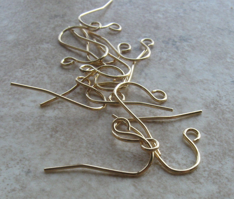 15 Pair 22 gauge gold plated brass simple loop earwires 18mm imagem 3