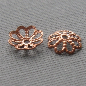 50 Solid copper daisy bead caps 7mm image 2