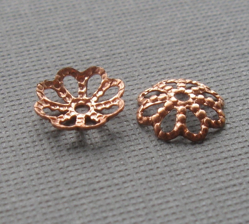 50 Solid copper daisy bead caps 7mm image 2