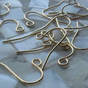 15 Pair 22 gauge gold plated brass simple loop earwires 18mm image 5