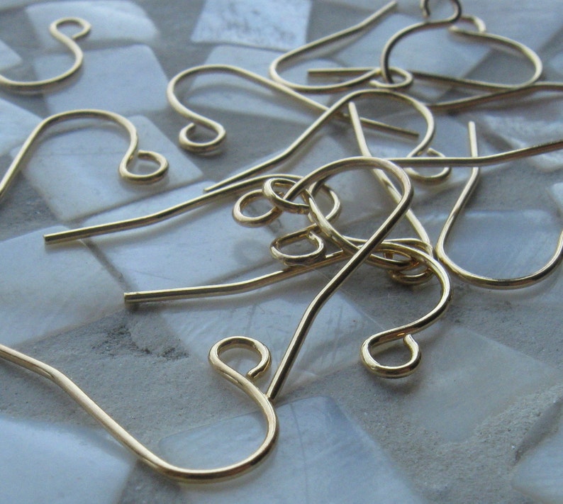 15 Pair 22 gauge gold plated brass simple loop earwires 18mm image 5