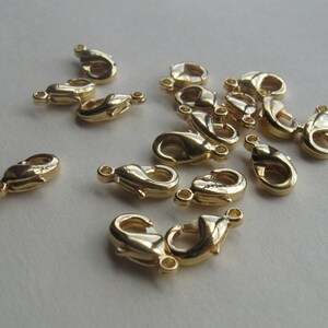 20 Gold plated brass 10mm lobster clasps image 3