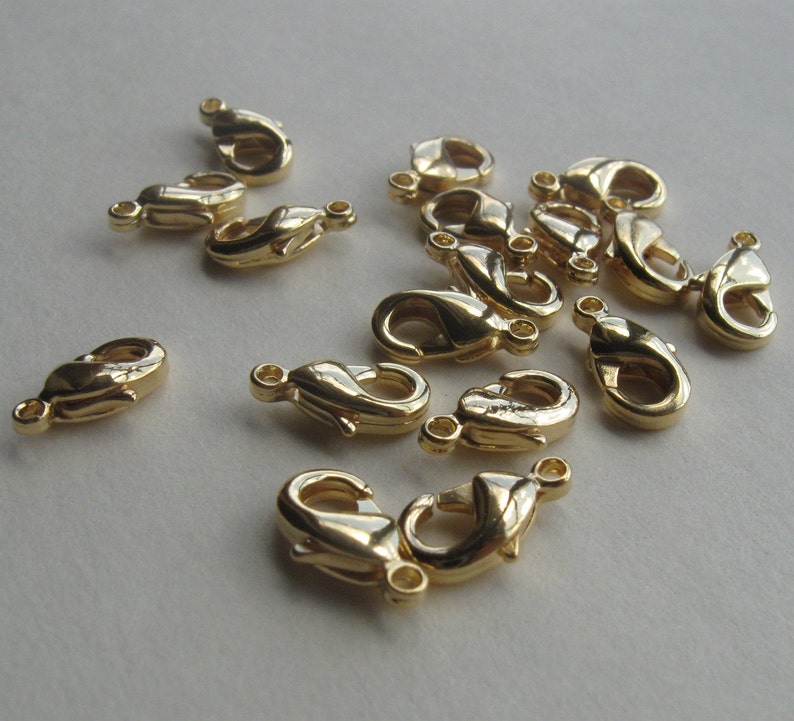 20 Gold plated brass 10mm lobster clasps image 3