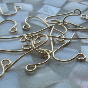 15 Pair 22 gauge gold plated brass simple loop earwires 18mm image 1