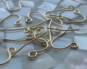 15 Pair 22 gauge gold plated brass simple loop earwires 18mm