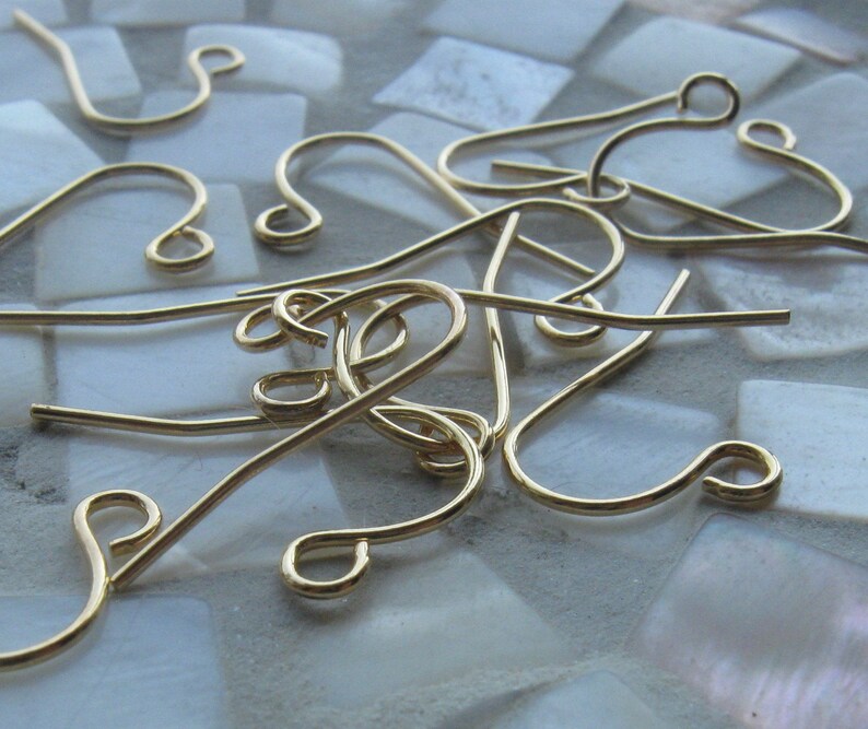 15 Pair 22 gauge gold plated brass simple loop earwires 18mm image 1