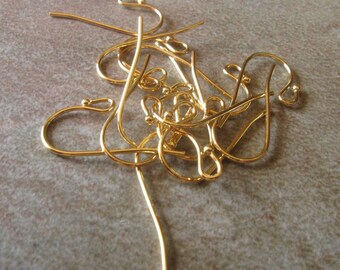 Gold plated brass ball earwires 15 pair 2cm long