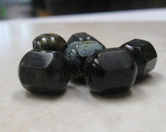 Czech glass beads cathedral 10x8 green black yellow