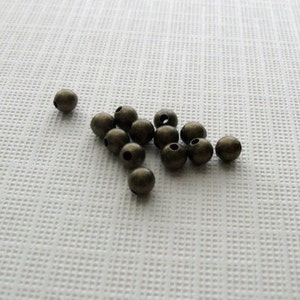 50 Antiqued brass 3mm round smooth beads image 2