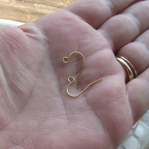 15 Pair 22 gauge gold plated brass simple loop earwires 18mm image 4