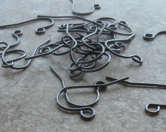 7 Pair 22 gauge gunmetal finished brass simple loop earwires 18mm