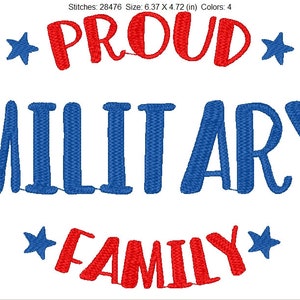 Proud Military Family Embroidery design - digital download