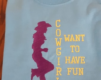 Cowgirls want to have fun embroidery design
