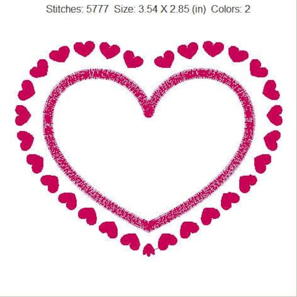 Double Heart Border embroidery design in 3 hoop sizes