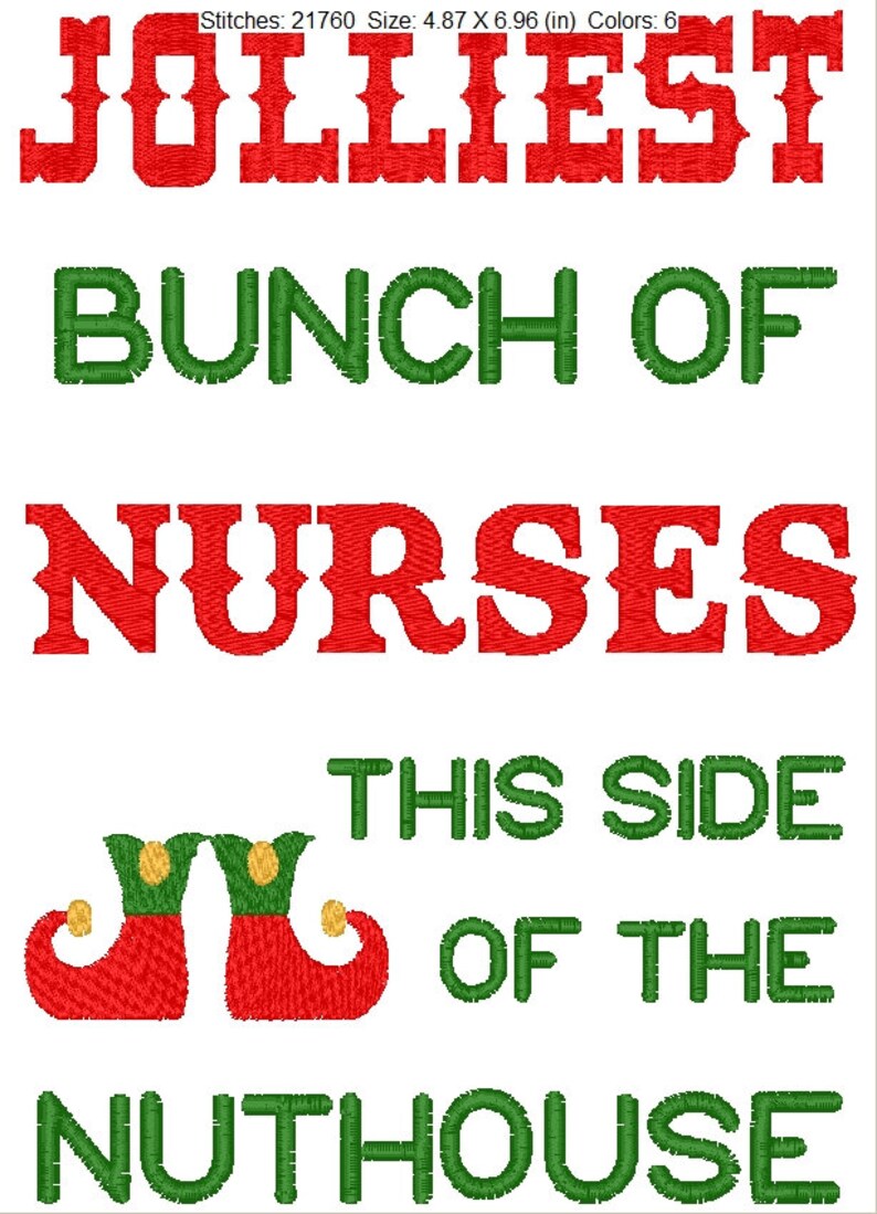 Jolliest Bunch of Nurses This Side of the Nuthouse Embroidery - Etsy