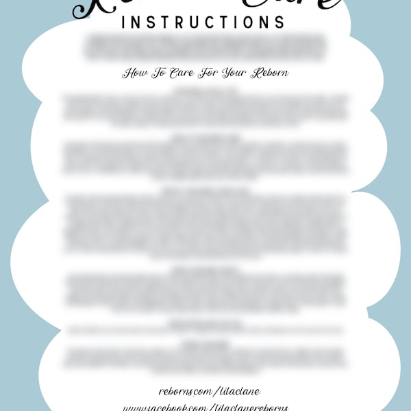 Printable Reborn Care Sheet - PDF - Instant Download