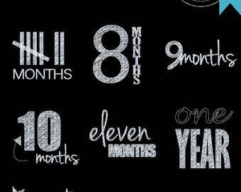 Chalk Overlays for Photographers - First Year, months, baby, infant growth chart chalkboard