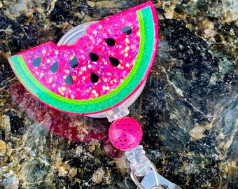 Summer Watermelon Sweets Sparkle Glitter Doctor Nurse RN Tech Teacher Badge Reel
