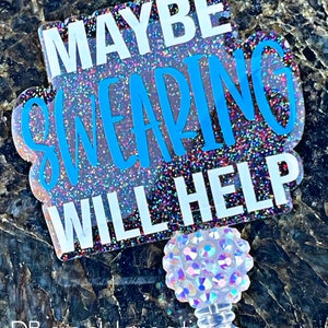 Swearing Funny Sparkle Glitter Doctor RN Tech Teacher Nurse Retractable Badge Reel