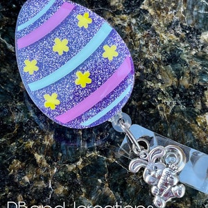Easter Egg Purple Holiday Teacher Nurse Doctor Tech Badge Reel RN