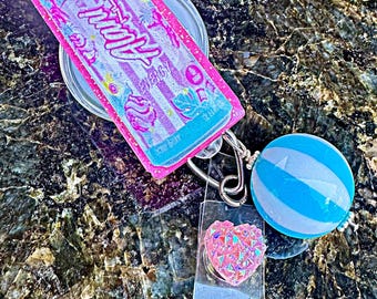 Inspired Cotton Candy Energy Drink Nurse Teacher Doctor Tech Retractable Badge Reel Gift