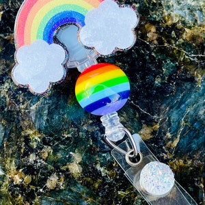 Summer Rainbow Spring Sparkle Glitter Doctor Nurse RN Tech Teacher Badge Reel