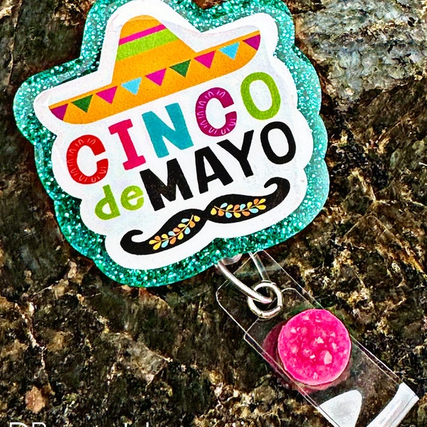 Summer Cinco De Maya Mexican Spanish Bright Colorful Glitter Sparkle Beach Doctor Nurse RN Tech Teacher Retractable Badge Reel