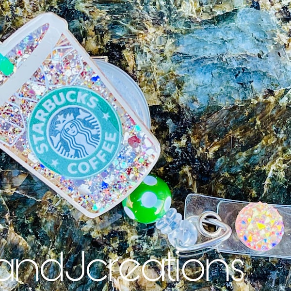 Inspired Iced Coffee Glitter Doctor Tech Nurse Teacher Badge Reel