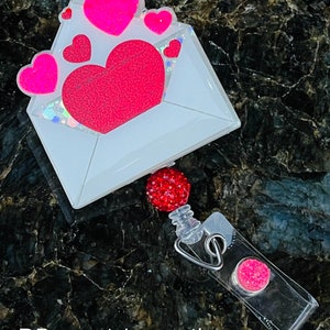 Valentine's Day Love Letter Hearts Envelope Card Nurse Doctor Teacher RN Tech Badge Reel