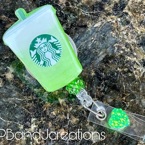 Inspired Iced Coffee Matcha Green Tea Glitter Doctor Tech Nurse Teacher Badge Reel
