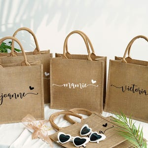 Personalized Bridesmaid Bags,Bridesmaid Tote bag,Bridesmaid gifts bag,Beach Bag Gift,Bachelorette Party Favors,Jute Bag,Bride Bag with Charm