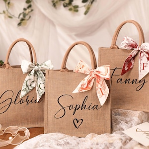 Personalisierte Jute-Geschenk-Tasche, Brautjungfer Tote Geschenk-Tasche, Strand-Einkaufstasche, Brautjungfer Vorschlag Geschenk, Jute-Tasche, Hochzeitsgeschenktasche, danke Tasche