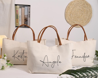 Borsa regalo per damigella d'onore con nome, borse tote personalizzate per damigelle d'onore, borsa da spiaggia per damigelle d'onore, borsa da matrimonio, regalo per festa nuziale, borsa per sposa, regalo tote da spiaggia