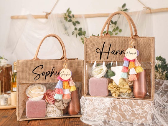 Personalized Tote Gift bag,Bridesmaid Bags,Beach Bag Gift,Bridesmaid gifts,Bachelorette Party Favor,Jute Bag,Bridal Party Gift,thank you bag