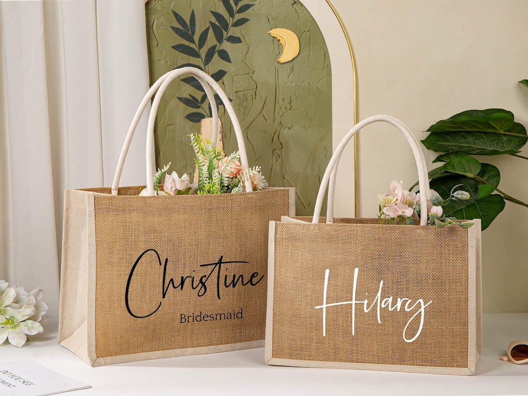Personalized Bridesmaid Burlap Bag,gift Tote Bags,beach Bag ...