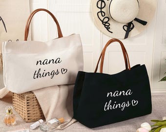 Custom Nana things Tote bag,Tote Bag With Name,Mother&#39;s Day Gift,Grandma Things Tote Bag,Gift for nana,Family Name Tote Bag,Nana Gift,