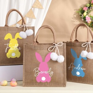 Personalisierte Ostertasche mit Namen,Einkaufstasche mit Hase,Ostern Geschenk,Eiersuche,Ostern Überraschungen,Osterhase Eimer