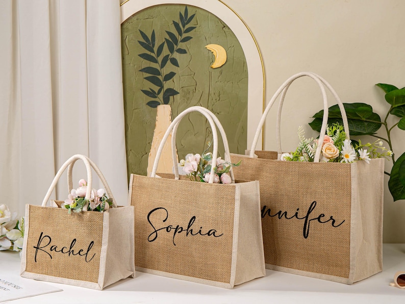 Personalized Bridesmaid Burlap Bag,gift Tote Bags,beach Bag ...