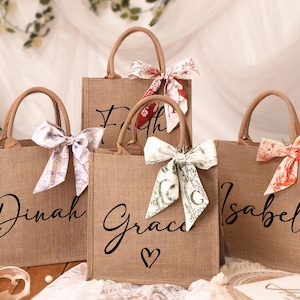 Sac cadeau de demoiselle d&#39;honneur, cadeau de demoiselle d&#39;honneur, sac en toile de jute, sac fourre-tout de plage, cadeau de proposition de demoiselle d&#39;honneur, sac en jute, sac cadeau de mariage, sac de remerciement,
