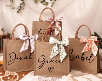 Bridesmaid Tote Gift Bag,Bridesmaid gift Burlap Bag,Beach Tote Bag,Bridesmaid Proposal Gift,Jute Bag,Wedding gift bag,Thank you bag,