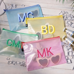 Personalisierte Monogramm Pool Tasche, Brautjungfer Pool Tasche, Strandtasche Brautjungfer Geschenk, Bachelorette Aufbewahrungstasche, Nass Trocken Pool Beutel Organizer