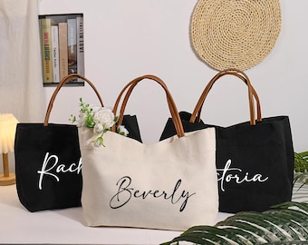Borse tote personalizzate per damigelle d'onore, borsa regalo per damigelle d'onore con nome, borsa da spiaggia per damigelle d'onore, borsa da matrimonio, regalo per festa nuziale, borsa per sposa, regalo tote da spiaggia