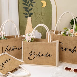 Personalisierte Brautjungfer Geschenk Tasche,Geschenk Tragetaschen,Strandtasche,Bachelorette Party Geschenk,Brautjungfer Vorschlag Geschenke,Einkaufstasche mit Namen,Hochzeitstasche