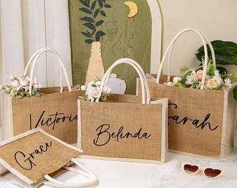 Personalisierte Brautjungfer Geschenk Tasche,Geschenk Tragetaschen,Strandtasche,Bachelorette Party Geschenk,Brautjungfer Vorschlag Geschenke,Einkaufstasche mit Namen,Hochzeitstasche