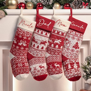 Custom Christmas Stockings with Name,2025 Embroidered Christmas Stockings,Monogram Stockings,Knitted Stockings,Holiday gift,Family Gifts