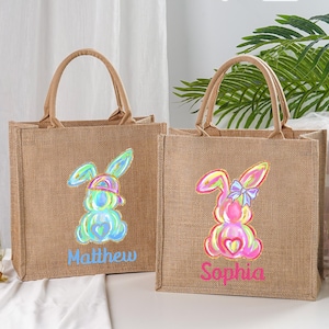 Personalisierte Ostertasche mit Namen,Ostern Korb Geschenk,Einkaufstasche mit Hase,Ostern Geschenk,Eiersuche,Ostern Überraschungen,Osterhase Eimer