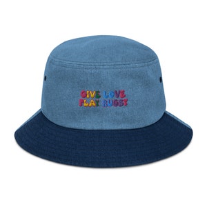 Give Love Play Rugby Denim Bucket Hat